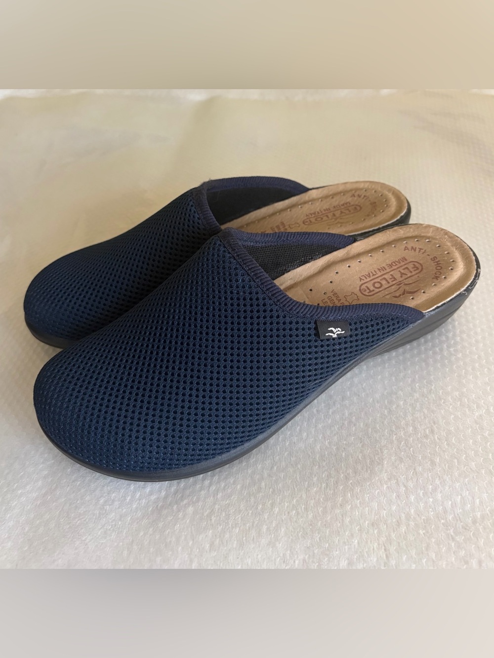 Fly Flot Made in Italy Black Mesh Slip-On Clogs Sz 39